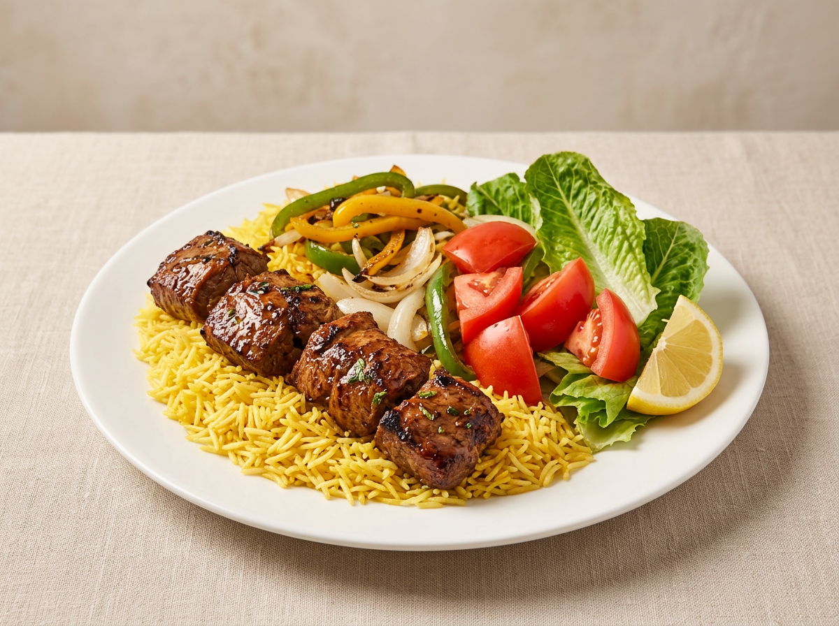 Beef Kabab with Rice or Pita Bread