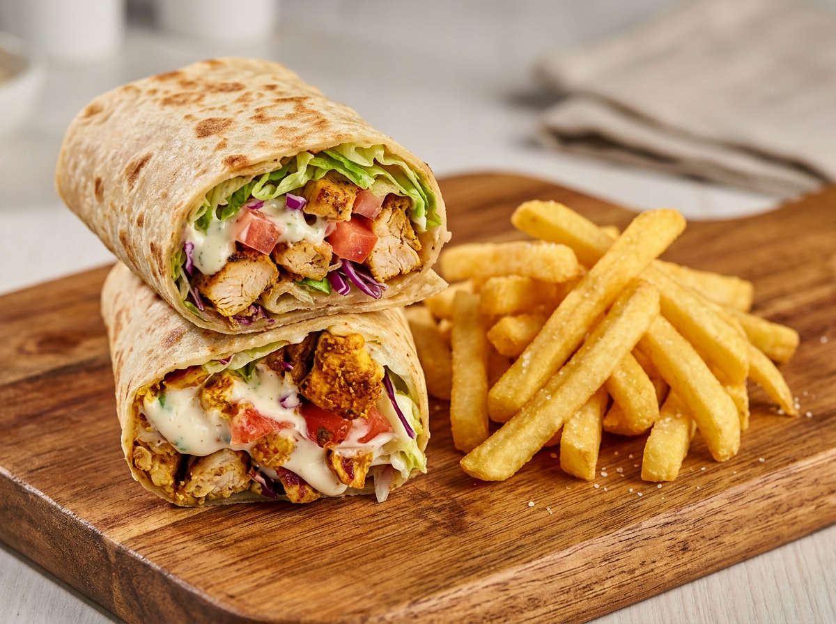 Chicken Jabati Wrap with Fries